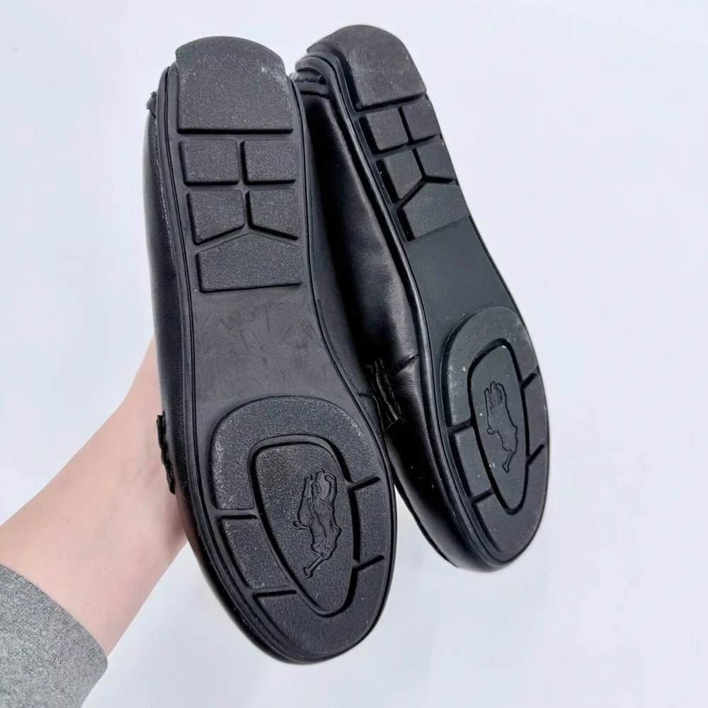 POLO RALPH LAUREN Telly Black Leather Penny Loafer Drivers Size 4 Boys / 6 Women